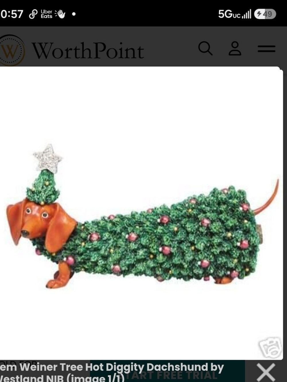 Festive Brown Dachshund Dog Ornament - Holiday Tree Costume